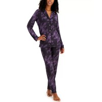 Alfani Women's Ultra-Soft Printed Pajama Sets, Purple, X-Small