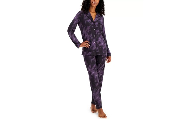  Women's Ultra-Soft Printed Pajama Sets, Purple, X-Small