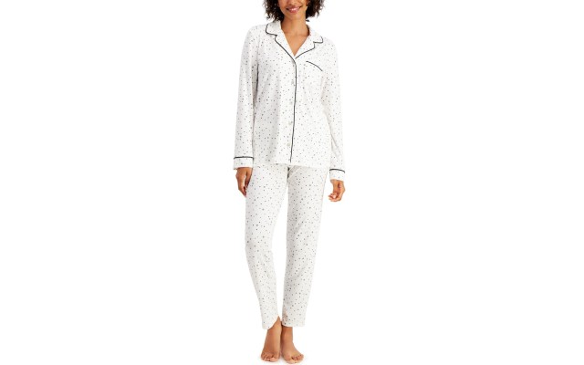  Women’s Ultra-Soft Printed Pajama Sets, White, Large
