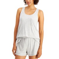 Alfani Women’s Tank & Shorts Pajama Set,Small, Gray
