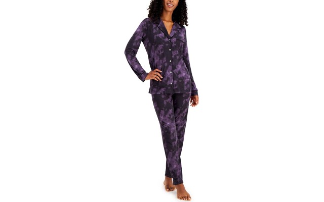  Women’s Ultra-Soft Printed Pajama Set, Purple, Medium