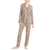 Alfani Women's Ultra-Soft Printed Pajama Sets, Brown, X-Small