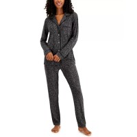 Alfani Women's Ultra-Soft Printed Pajama Sets, Gray, X-Small