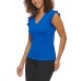  Ladies' Ruffle Sleeve Blouse, Blue, Large