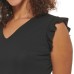  Ladies' Ruffle Sleeve Blouse, Black, XX-Large
