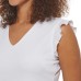  Ladies' Ruffle Sleeve Blouse, White, Large