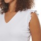  Ladies' Ruffle Sleeve Blouse, White, Large
