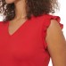  Ladies' Ruffle Sleeve Blouse, Red, Small