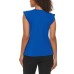  Ladies' Ruffle Sleeve Blouse, Blue, Large