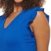  Ladies' Ruffle Sleeve Blouse, Blue, Large