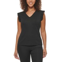 Andrew Marc Ladies' Ruffle Sleeve Blouse, Black, XX-Large