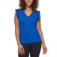  Ladies' Ruffle Sleeve Blouse, Blue, Large