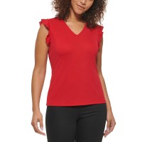 Andrew Marc Ladies' Ruffle Sleeve Blouse, Red, X-Large