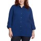  Ladies' Gauze Button Up Top, Blue, Small