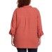  Ladies' Gauze Button Up Top, Pink, Large