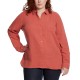  Ladies' Gauze Button Up Top, Pink, Medium