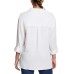  Ladies' Gauze Button Up Top, White, Large