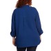  Ladies' Gauze Button Up Top, Blue, Small