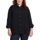  Ladies' Gauze Button Up Top, Black, Large