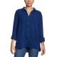  Ladies' Gauze Button Up Top, Blue, Medium