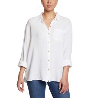 Anne Klein Ladies' Gauze Button Up Top, White, X-Large