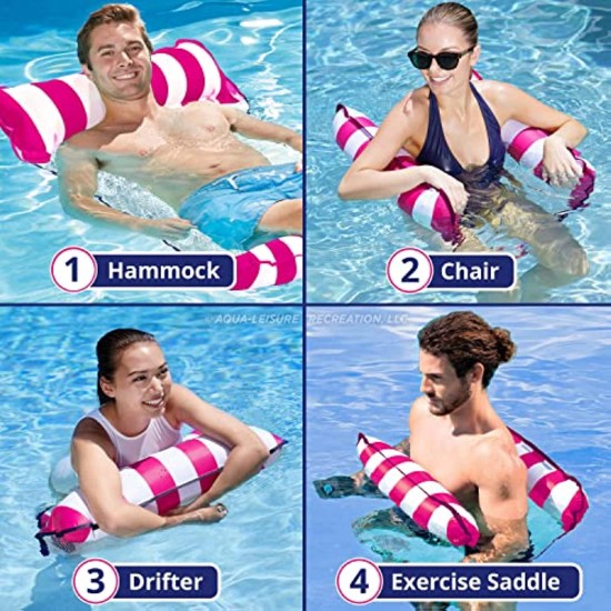  Aqua Original 4-in-1 Monterey Hammock Pool Float & Water Hammock – Multi-Purpose, Inflatable Pool Floats for Adults – Patented Thick, Non-Stick PVC Material – Navy, Pink – Hammock, Pool Float