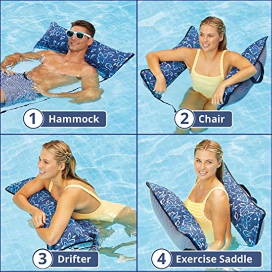 Aqua Original 4-in-1 Monterey Hammock Pool Float & Water Hammock – Multi-Purpose, Inflatable Pool Floats for Adults – Patented Thick, Non-Stick PVC Material – Navy, Supreme Hammock - Blue Orchid, Pool Float