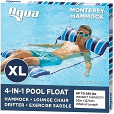 Aqua LEISURE Aqua Original 4-in-1 Monterey Hammock Pool Float & Water Hammock – Multi-Purpose, Inflatable Pool Floats for Adults – Patented Thick, Non-Stick PVC Material – Navy