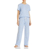 Aqua Women’s Floral Print Pajama Set, Blue, Medium
