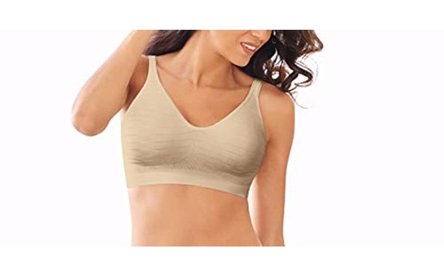  Women's Comfort Revolution ComfortFlex Fit Wirefree Bras, Beige, Large