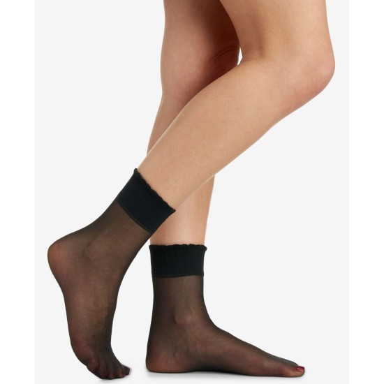  Women’s Sheer Anklet Socks 6753, Fantasy Black, One-Size