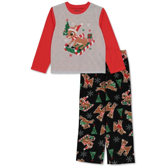  Matching Big Kids Rudolph Family Pajama Set, Multicolor, 8
