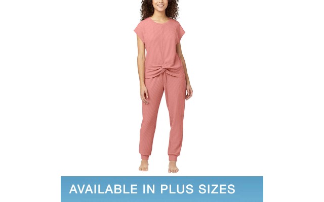  Ladies' 2-piece Lounge Set, Pink, 2X