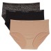  Ladies' Seamless Brief, 3-pack, Gray, Large
