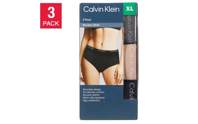  Ladies' Seamless Brief, 3-pack, Gray, X-Large