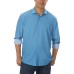  Men's Cooling 4-Way Stretch Dress Shirt, Blue, 17-17.5 32/33