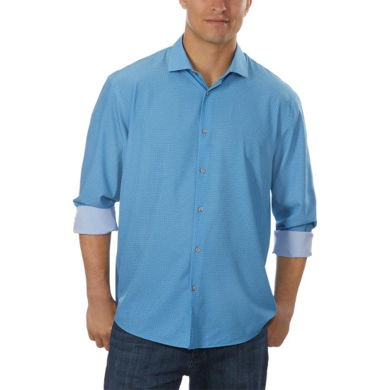  Men's Cooling 4-Way Stretch Dress Shirt, Blue, 18-18.5 32/33