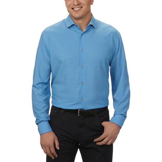  Men's Cooling 4-Way Stretch Dress Shirt, Blue, 18-18.5 32/33