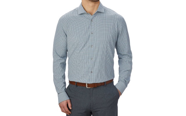  Men's Cooling 4-Way Stretch Dress Shirt, Gray, 15-15.5 36/37