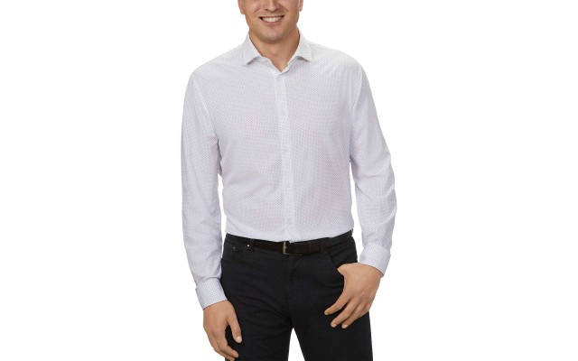  Men's Cooling 4-Way Stretch Dress Shirt, White, 17-17.5 32/33