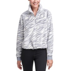 Calvin Klein Performance Animal-Print Half-Zip Top, White, X-Large