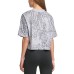  Performance Cropped Animal-Print T-Shirt, Pearl Grey Heather, M