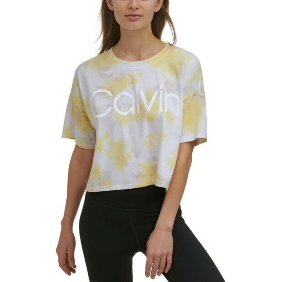  Performance Cropped Tie-Dyed T-Shirt, Yellow, Large