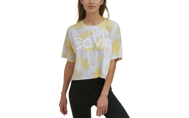  Performance Cropped Tie-Dyed T-Shirt, Yellow, X-Large