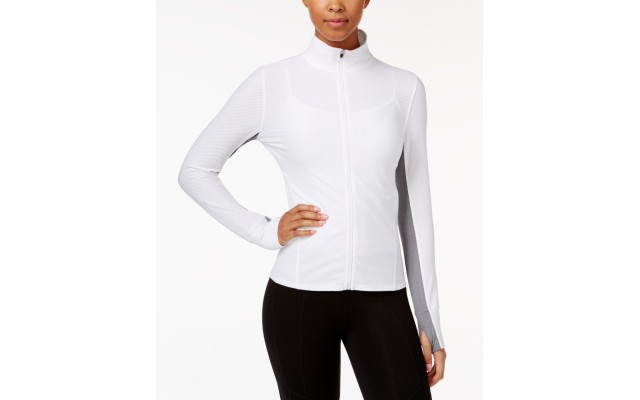  Performance Honeycomb Zip-Front Jacket, White, Large