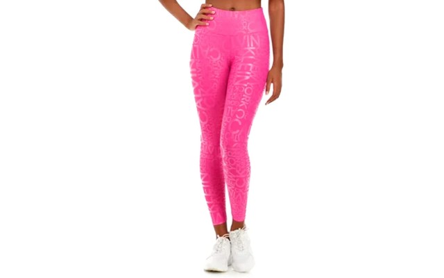  Performance Metallic-Print High-Waist 7/8 Length Leggings, Pink, Small