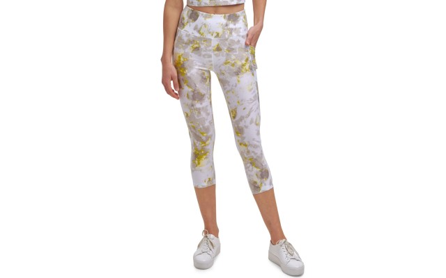  Performance Printed Cropped Leggings, Yellow, Small