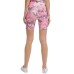  Performance Printed High-Waist Bike Shorts,Pink, Large