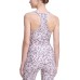  Performance Printed Racerback Cropped Tank Top, Beige, X-Small