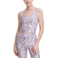 Calvin Klein Performance Printed Racerback Cropped Tank Top, Beige, XX-Large
